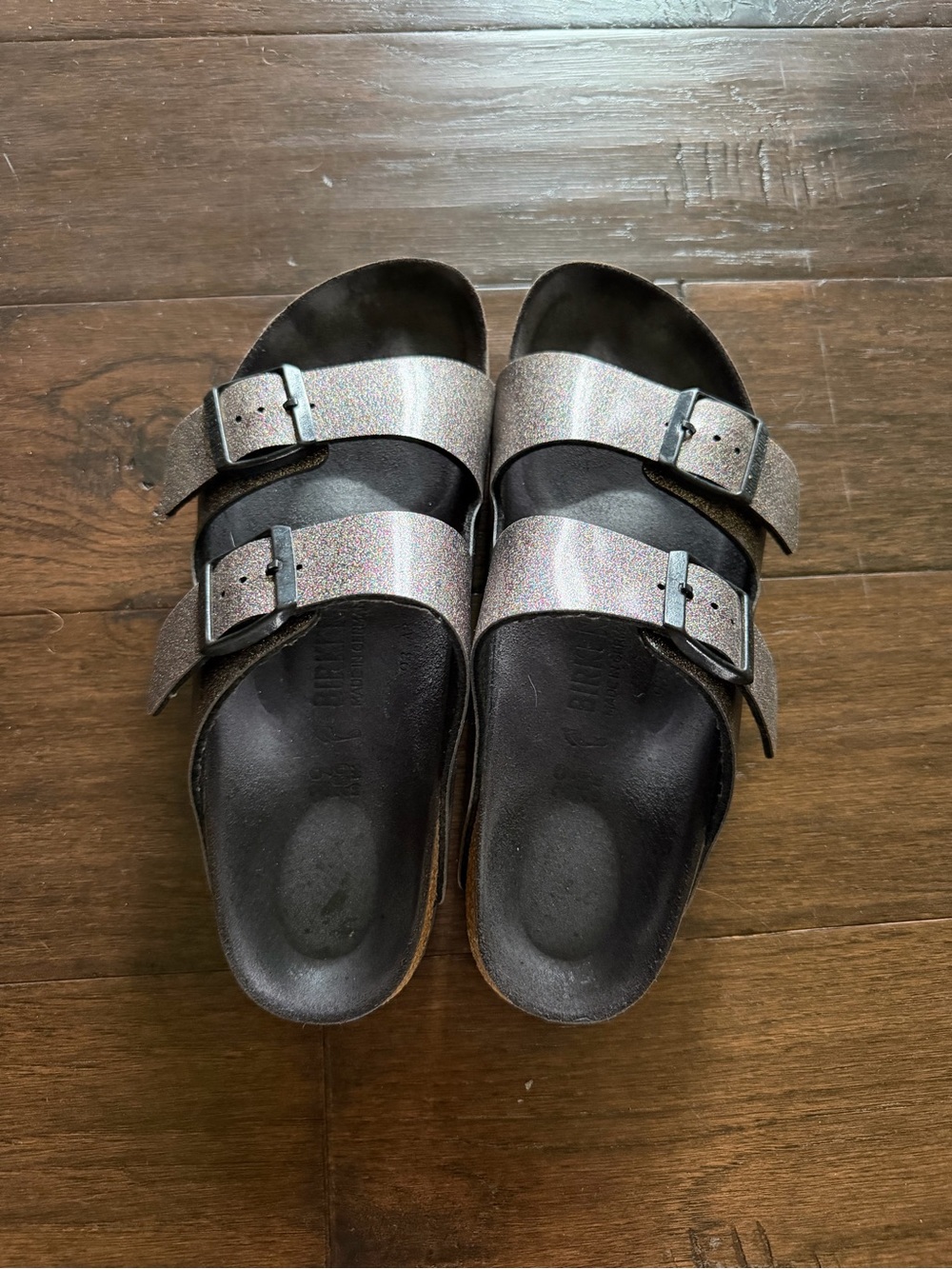 Birkenstock Arizona Two-Strap Sandals in Shimmery Glitter Straps
